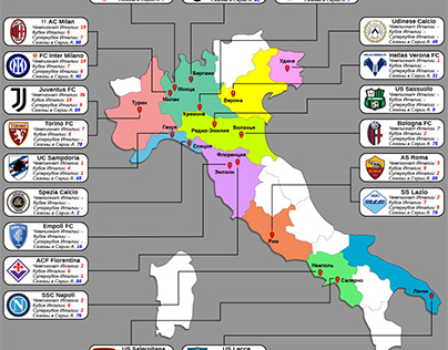 Serie A map of football teams