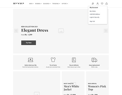 E-Commerce wireframe flow