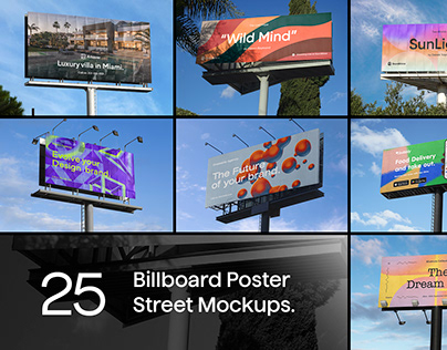 25 Billboard Poster Street Mockups - PSD