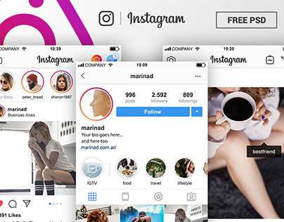 FREE Instagram Complete Feed and Profile PSD UI