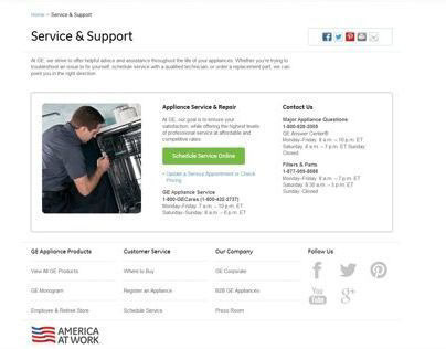 GE Appliances | Responsive Service & Support Pages
