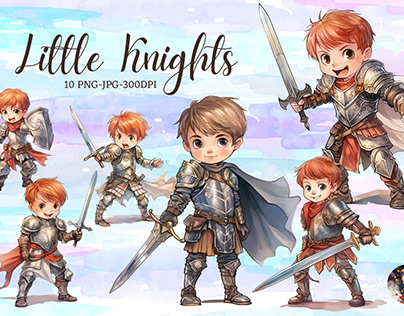 Watercolor little knights Bundle