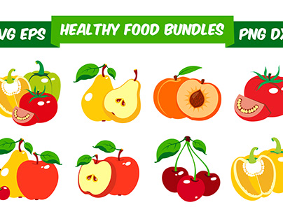 Healthy Food Illustration Bundles.