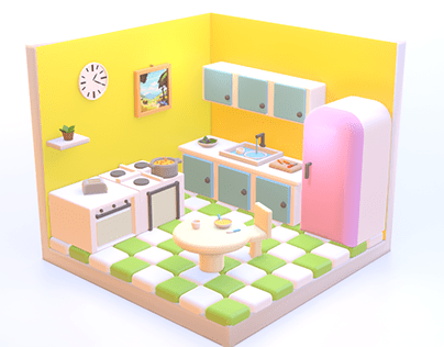Low Poly Cute Kitchen
