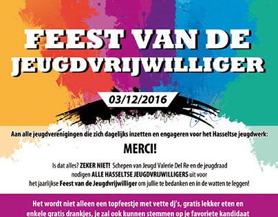 Poster Feest van de Jeugdvrijwilliger 2016