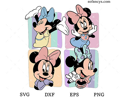 Retro Minnie Mouse Collage SVG DXF EPS PNG Cut Files