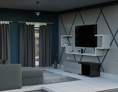 My living room setup render