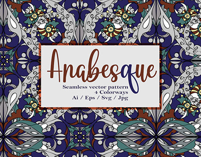 Arabesque seamless vector pattern in 4 colorways