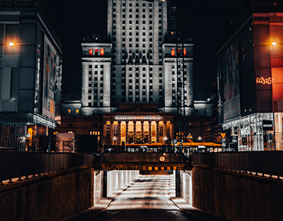 In the city at night (Warsaw)