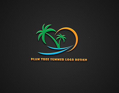 Plam tree summer logo design