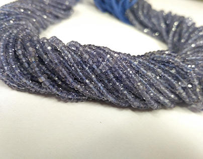 Natural AAA Iolite Faceted Rondelle Gemstone Beads