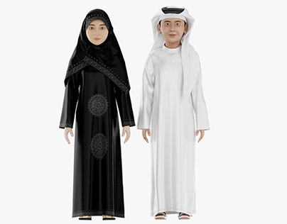 Arab Girl with Arab Boy 3d model with texture