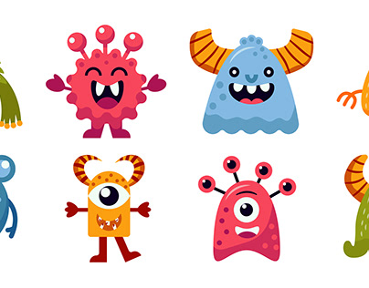 Cute Halloween Monsters icon big set. Happy Halloween