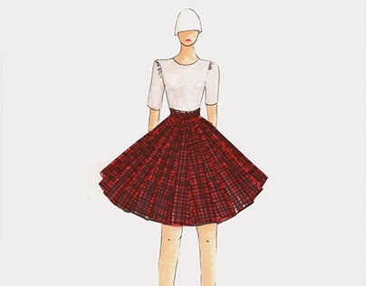 Red Plaid Skirt Illustration
