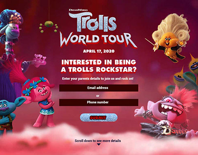 Trolls World Tour landing page