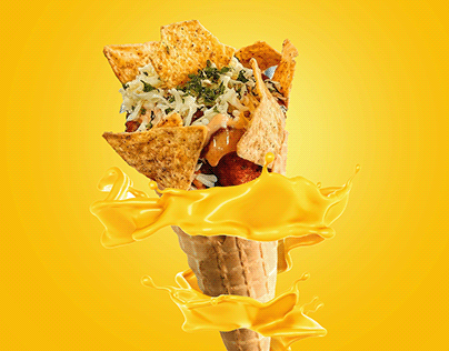 Illustration of a cone with cheese and pizza toppings
