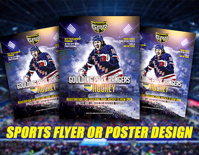 Hockey, Ice Hockey & Sports Flyer or Poster Design