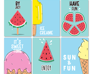 Watermelon ice cream illustration