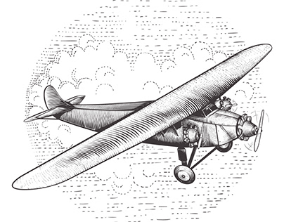 Airplane AVRO - engraved illustration