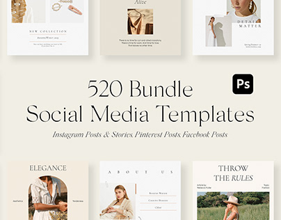 520 Bundle Instagram Posts & Stories Templates for PS