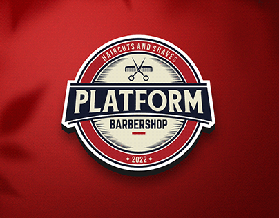 Platform Barbershop Emblem Logo
