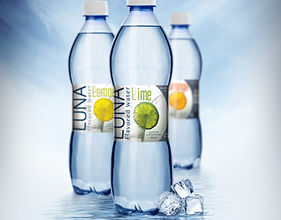 Luna flavored water logo, branding, package design