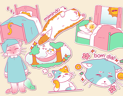 Project thumbnail - Sleepy Cats - Sticker Set