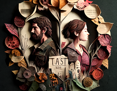 The Last of Us, in the style of paper quilling.