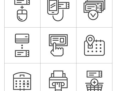 Set line icons of booking tickets