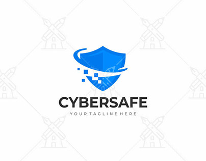 Cyber security shield logo design