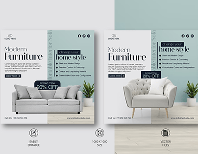 Modern furniture social media banner design