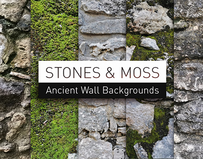 Stones and Moss. Ancient Wall Backgrounds.