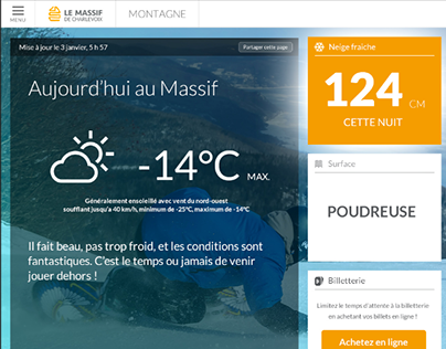 Dashboard - meteo - site web Massif de Charlevoix