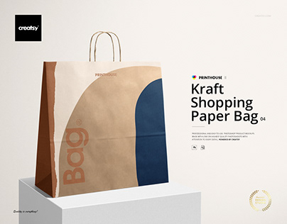 Kraft Shopping Paper Bag 4 Mockup Set