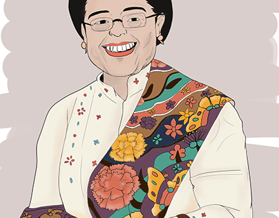 Mrs. Megawati's in realistic and semi realistic style