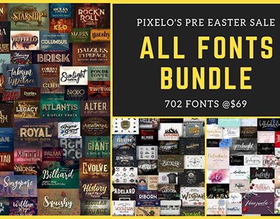 Last Day - All Fonts Bundle on The Pixelo Store