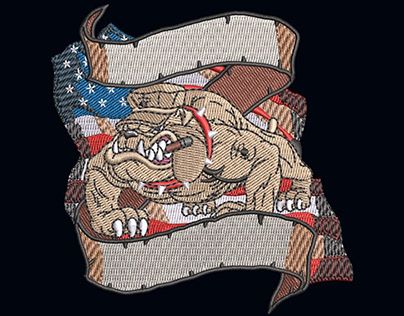 Boss Bulldog Flag Dog Digitized Embroidery Design