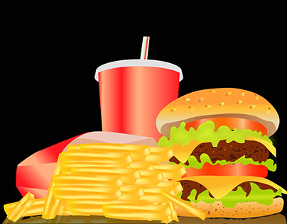 Fast food and soft drink illustration