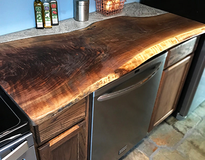 Walnut and Stamped Concrete Counter top