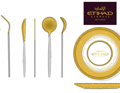 Plate and Cutlery design for Etihad First Class 2D