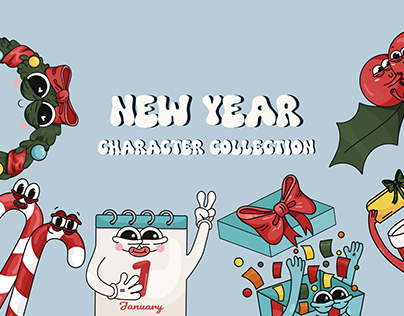 Collection of New Year characters