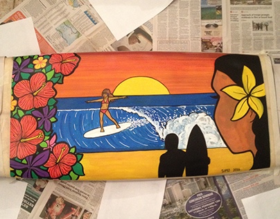 Custom Surfboard Art - Ohana sunset