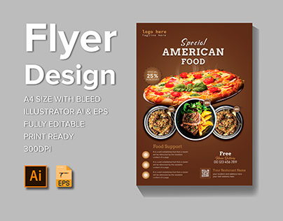 Special American food flyer vertical vector template