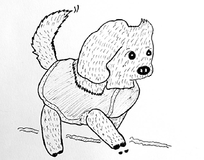 I drew a picture of a cute dog walking