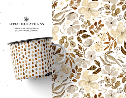 Sepia Duo Floral Patterns