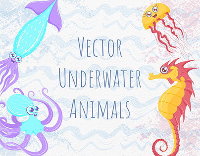 Set of vector underwater animals.