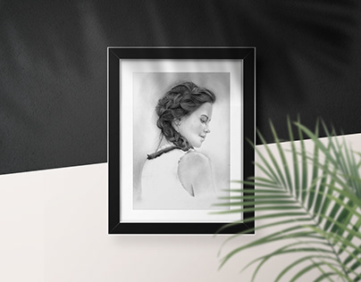 Realistic Portrait Drawing with Glass Frame