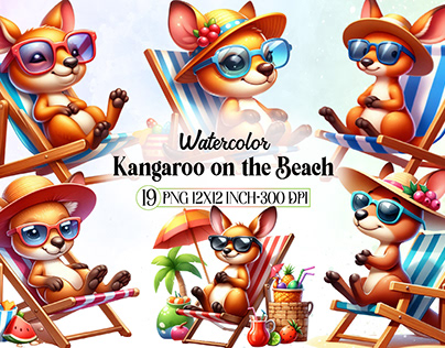 Cute Kangaroo on the Beach Sublimation
