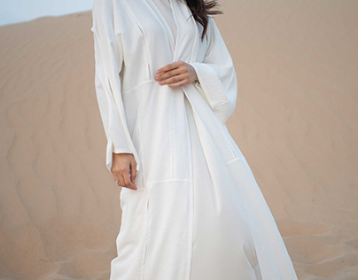 Shop for White Abaya with Slits and Handwork