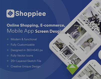 Shopping App design in XD and Sketch software.